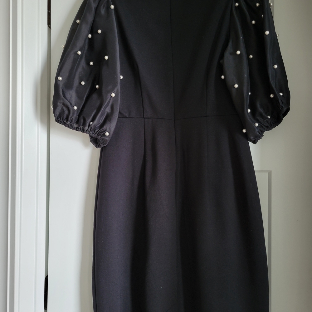 Kate Spade Black Dress With Pearls O. Sleeve.  New With Tags
